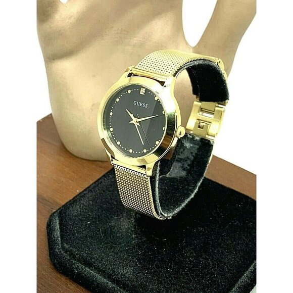 Guess Women's Watch U1197L5 Quartz Black Dial Gold Mesh Stainless Steel … - Picture 2 of 12